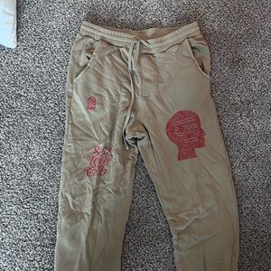 Lonely Ghost Be Kind To Your Mind Tan Jogger Pants